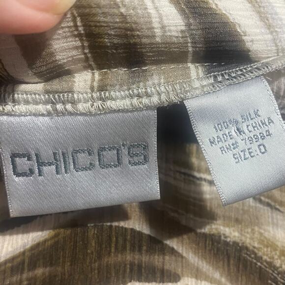 Chicos shades of brown v-neck flowy sleeves 100% silk - women's small - Picture 8 of 8